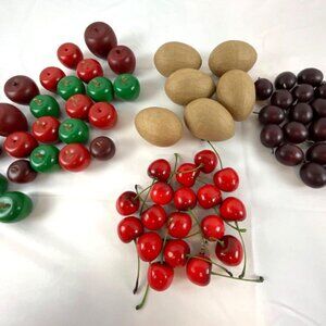 Wooden Fruit Grapes Cherries Mini Apples and Paper Covered Eggs Craft Décor